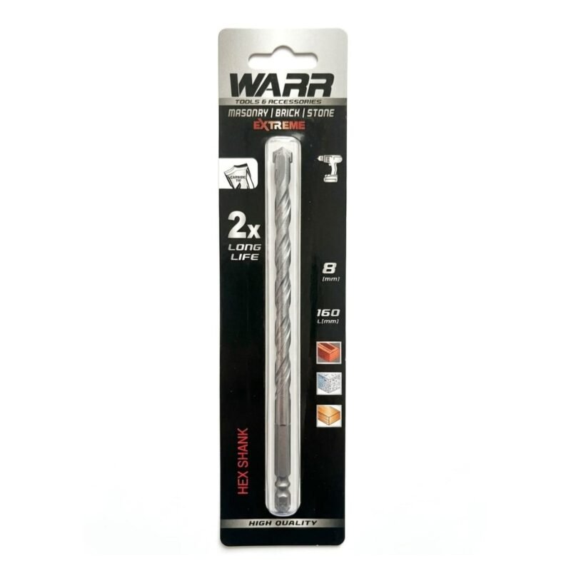 160mm x 8mm hex shank combi drill bits